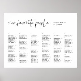 ミニマルモダンリストのアルファベット順の座席表 ポスター