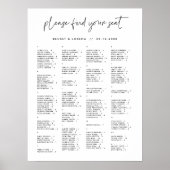 ミニマルモダンリストのアルファベット順の座席表 ポスター (正面)