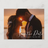 ミニマルモダンリストのエレガントな結婚式の日付を保存 インビテーションポストカード (正面)