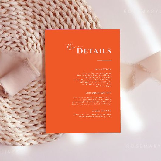 ミニマルモダンリストのオレンジ色のエンクロージャカード 出欠カード