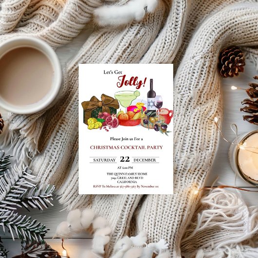 ミニマルモダンリストのクリスマスカクテルパーティー 招待状