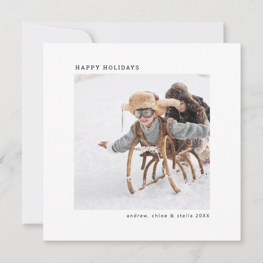 ミニマルモダンリストのクリスマスフォトススクエア シーズンカード (正面)