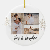 ミニマルモダンリストのクリスマスフォーフォト セラミックオーナメント (裏面)