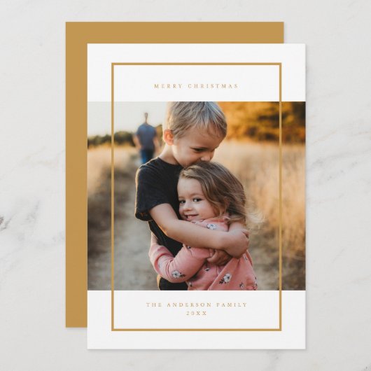 ミニマルモダンリストのクリスマス・ホリデー・フォト・カード 招待状 (正面/裏面)