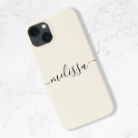 ミニマルモダンリストのクリーム署名スクリプト iPhone 13ケース<br><div class="desc">ミニマモダンリストのクリーム署名スクリプトiPhoneケース。このと電話シンプルケースのデザインを自分の名前またはイニシャルでカスタマイズする。</div>