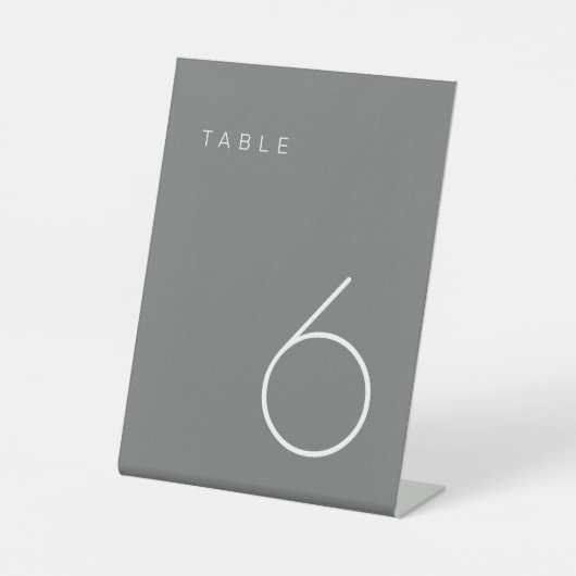 ミニマルモダンリストのグレーと白のテーブル番号テーブル 台座サイン (正面)