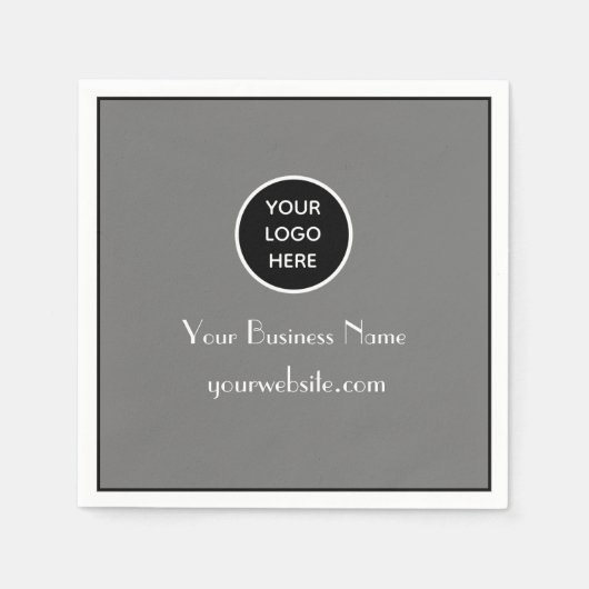 ミニマルモダンリストのグレーのビジネスモダンロゴ スタンダードカクテルナプキン (正面)