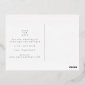 ミニマルモダンリストのゴールドフォイル写真保存日時 箔招待状ポストカード (裏面)