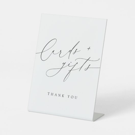 ミニマルモダンリストのシックなスクリプトカードとギフトサイン 台座サイン (正面)