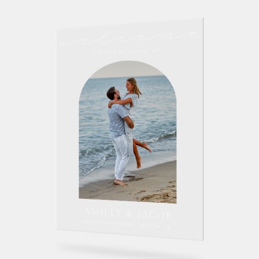 ミニマルモダンリストのスクリプト歓迎フォトフォ結婚ト アクリルサイン (傾斜)