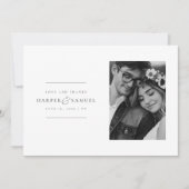 ミニマルモダンリストのスクリプ結婚ト写真 サンキューカード (正面)
