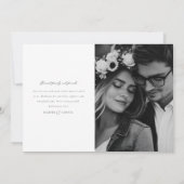 ミニマルモダンリストのスクリプ結婚ト写真 サンキューカード (裏面)