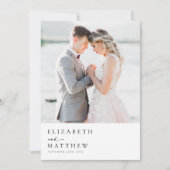 ミニマルモダンリストのスクリプ結婚ト写真 サンキューカード (正面)