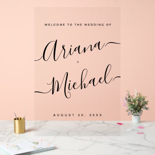 ミニマルモダンリストのスクリプ結婚ト歓迎 アクリルサイン (ウェディング)