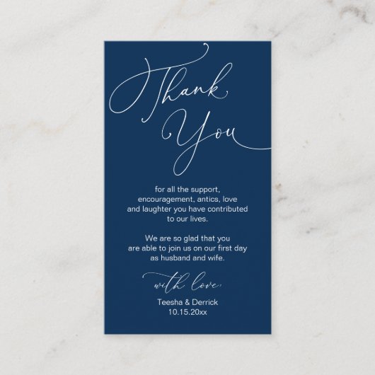 ミニマルモダンリストのスクリプ結婚ト、's Thank You Enclos エンクロージャーカード (正面)