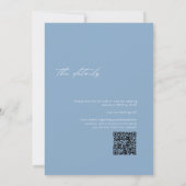 ミニマルモダンリストのダスティブルーQRコー結婚ド 招待状 (裏面)