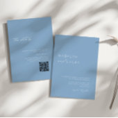 ミニマルモダンリストのダスティブルーQRコー結婚ド 招待状