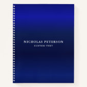 ミニマルモダンリストのネイビーブルーのメタリック名 ノートブック (正面)