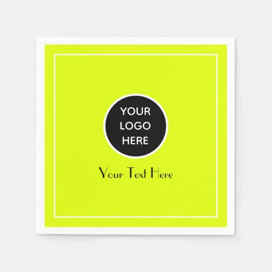 ミニマルモダンリストのネオンイエロービジネスロゴ スタンダードカクテルナプキン (正面)