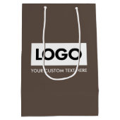 ミニマルモダンリストのブラウンビジネスロゴ ミディアムペーパーバッグ (裏面)