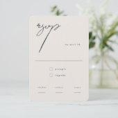 ミニマルモダンリストのベージュ書結婚道 出欠カード (スタンド正面)