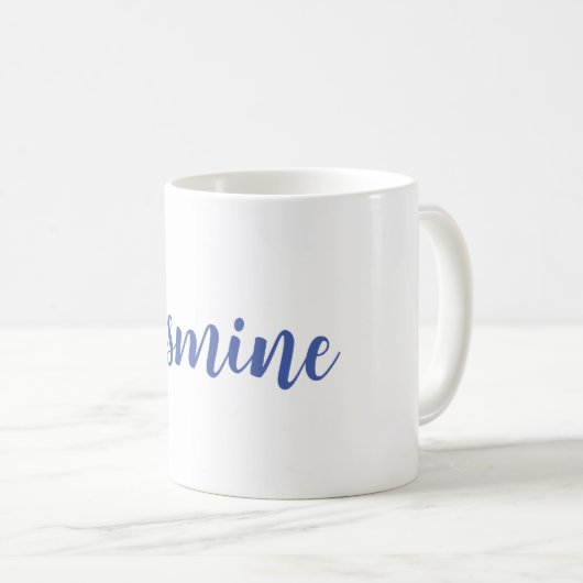 ミニマルモダンリストのホワイトブルーあなたの名前を追加 コーヒーマグカップ (正面右)