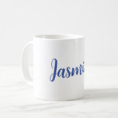 ミニマルモダンリストのホワイトブルーあなたの名前を追加 コーヒーマグカップ (正面左)