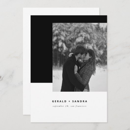 ミニマルモダンリストのモノクロ写真 セーブザデート (正面/裏面)