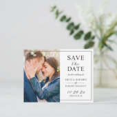 ミニマルモダンリストの予算の写真日付の保存 ポストカード (スタンド正面)