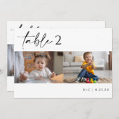 ミニマルモダンリストの写真の表結婚番号 招待状 (正面/裏面)