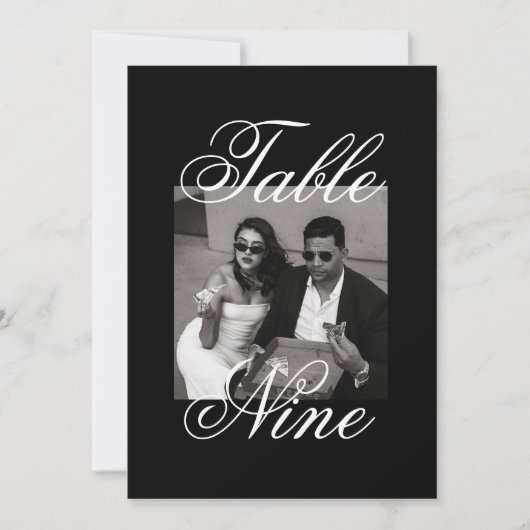 ミニマルモダンリストの写真の表結婚番号 招待状 (正面)