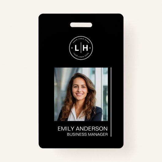 ミニマルモダンリストの写真黒名 バッジ (正面)