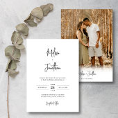 ミニマルモダンリストの手書きスクリプト写真結婚の 招待状