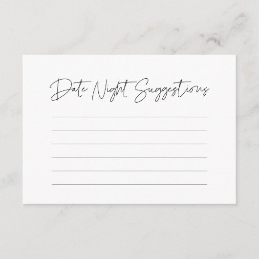 ミニマルモダンリストの日付の夜アイディア エンクロージャーカード (正面)