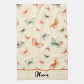 ミニマルモダンリストの水彩蝶 キッチンタオル (縦)