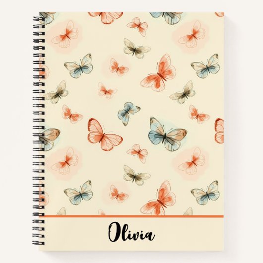 ミニマルモダンリストの水彩蝶 ノートブック (正面)
