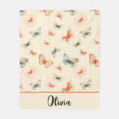 ミニマルモダンリストの水彩蝶 フリースブランケット (正面)