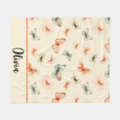 ミニマルモダンリストの水彩蝶 フリースブランケット (正面(横))