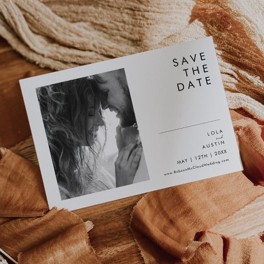 ミニマルモダンリストの白黒の写真水平 セーブザデート