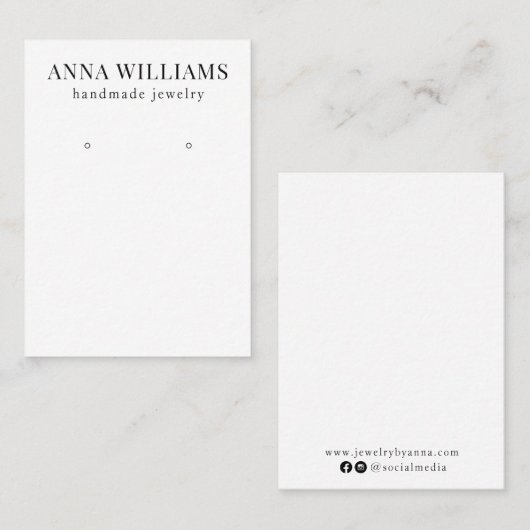 ミニマルモダンリストの白黒イヤリングディスプレイ 名刺 (正面/裏面)