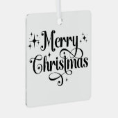 ミニマルモダンリストの白黒クリスマスフォト メタルオーナメント (正面右)