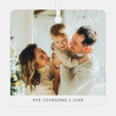 ミニマルモダンリストの白黒クリスマスフォト メタルオーナメント (裏面)