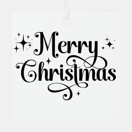 ミニマルモダンリストの白黒クリスマスフォト メタルオーナメント (正面)