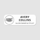 ミニマルモダンリストの白黒サロンスタッフロゴ 名札 (正面)