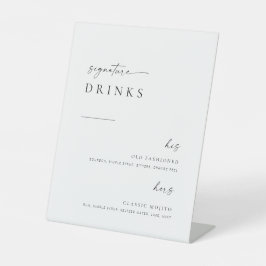 ミニマルモダンリストの結婚シグネチャードリンク 台座サイン