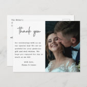 ミニマルモダンリストの結婚写真ありがとう ポストカード (正面/裏面)