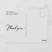 ミニマルモダンリストの結婚写真ありがとう ポストカード (裏面)