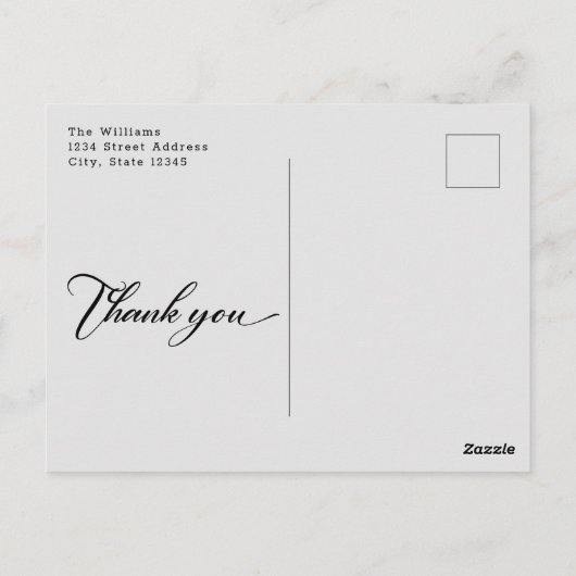 ミニマルモダンリストの結婚写真ありがとう ポストカード (裏面)