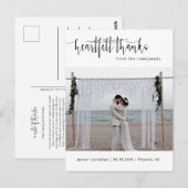 ミニマルモダンリストの結婚写真ありがとう ポストカード (正面/裏面)