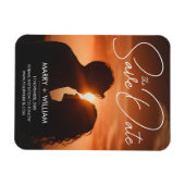 ミニマルモダンリストの結婚式の日付写真を保存 マグネット (横)